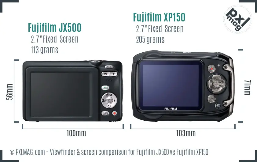 Fujifilm JX500 vs Fujifilm XP150 Screen and Viewfinder comparison