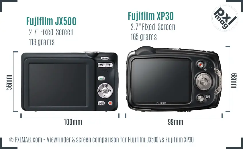 Fujifilm JX500 vs Fujifilm XP30 Screen and Viewfinder comparison