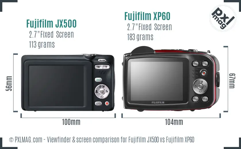 Fujifilm JX500 vs Fujifilm XP60 Screen and Viewfinder comparison