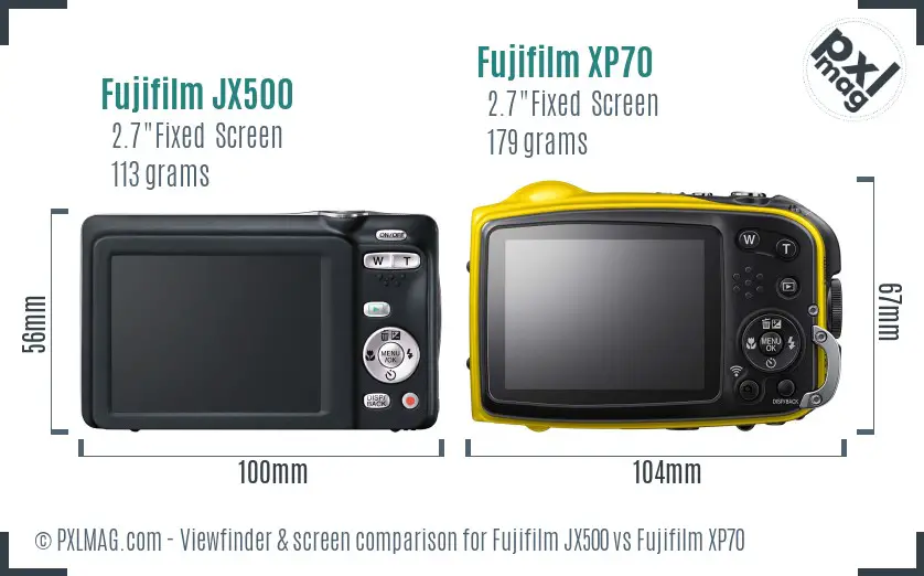 Fujifilm JX500 vs Fujifilm XP70 Screen and Viewfinder comparison