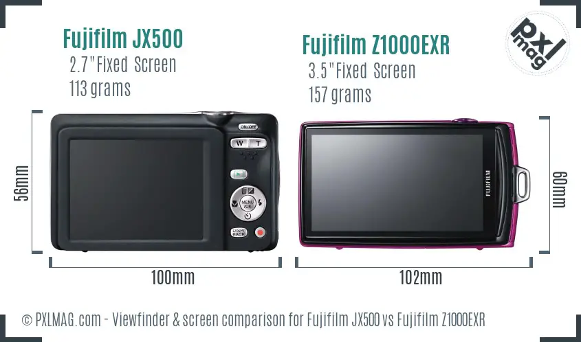 Fujifilm JX500 vs Fujifilm Z1000EXR Screen and Viewfinder comparison