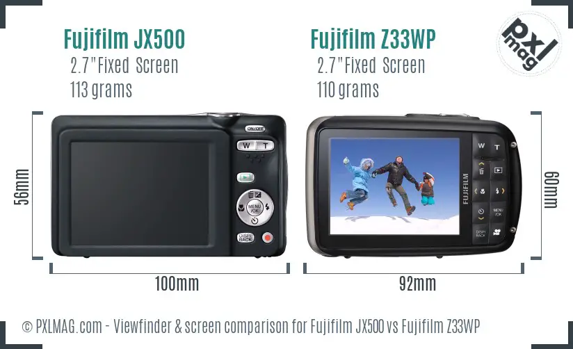 Fujifilm JX500 vs Fujifilm Z33WP Screen and Viewfinder comparison