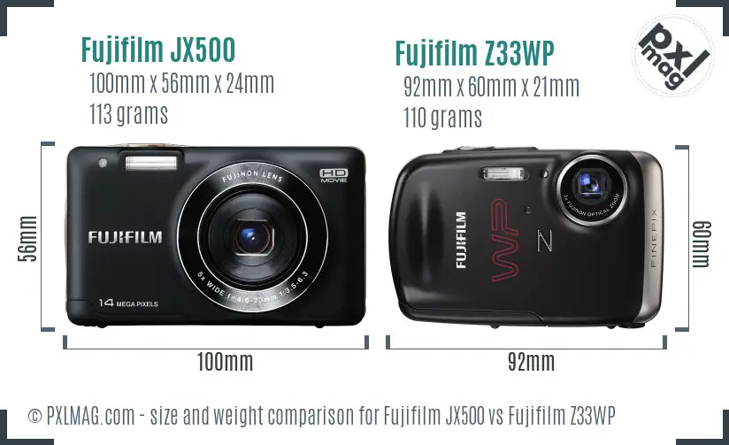 Fujifilm JX500 vs Fujifilm Z33WP size comparison
