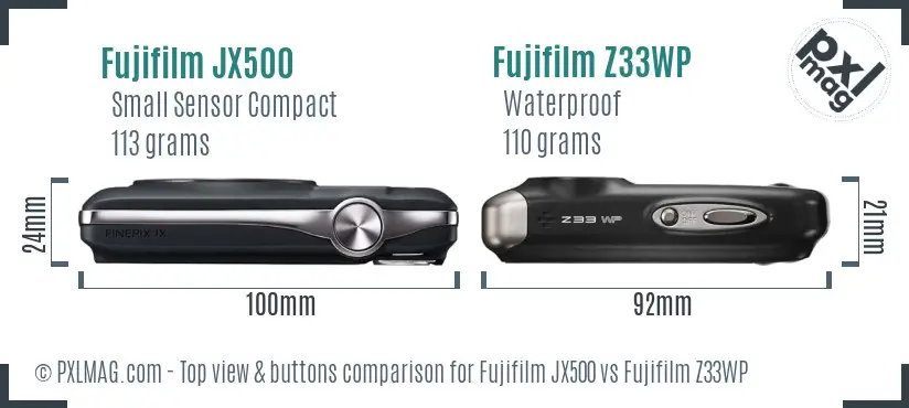 Fujifilm JX500 vs Fujifilm Z33WP top view buttons comparison