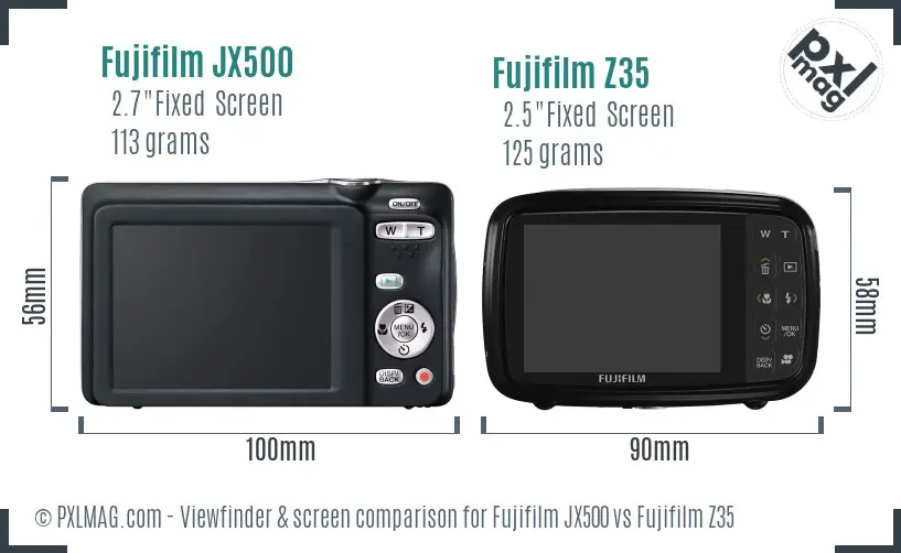 Fujifilm JX500 vs Fujifilm Z35 Screen and Viewfinder comparison