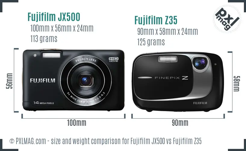 Fujifilm JX500 vs Fujifilm Z35 size comparison