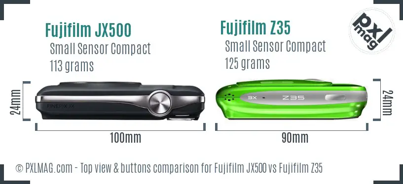Fujifilm JX500 vs Fujifilm Z35 top view buttons comparison