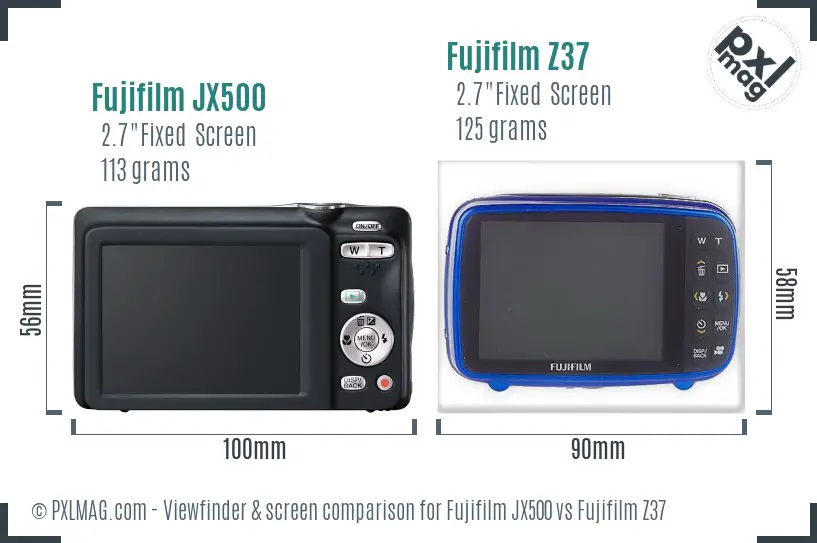 Fujifilm JX500 vs Fujifilm Z37 Screen and Viewfinder comparison