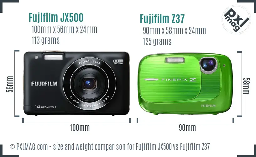 Fujifilm JX500 vs Fujifilm Z37 size comparison
