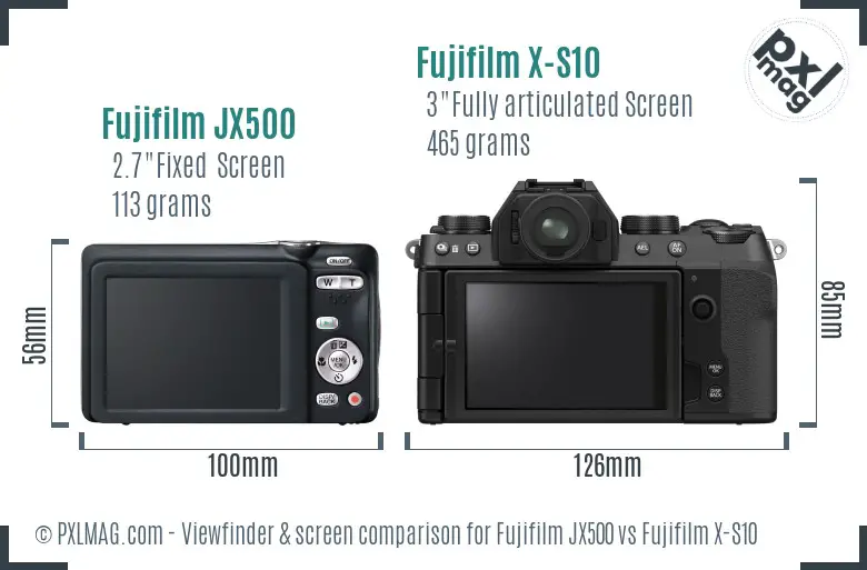 Fujifilm JX500 vs Fujifilm X-S10 Screen and Viewfinder comparison