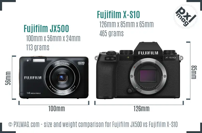 Fujifilm JX500 vs Fujifilm X-S10 size comparison