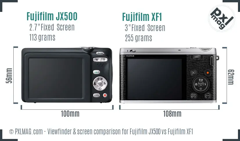 Fujifilm JX500 vs Fujifilm XF1 Screen and Viewfinder comparison