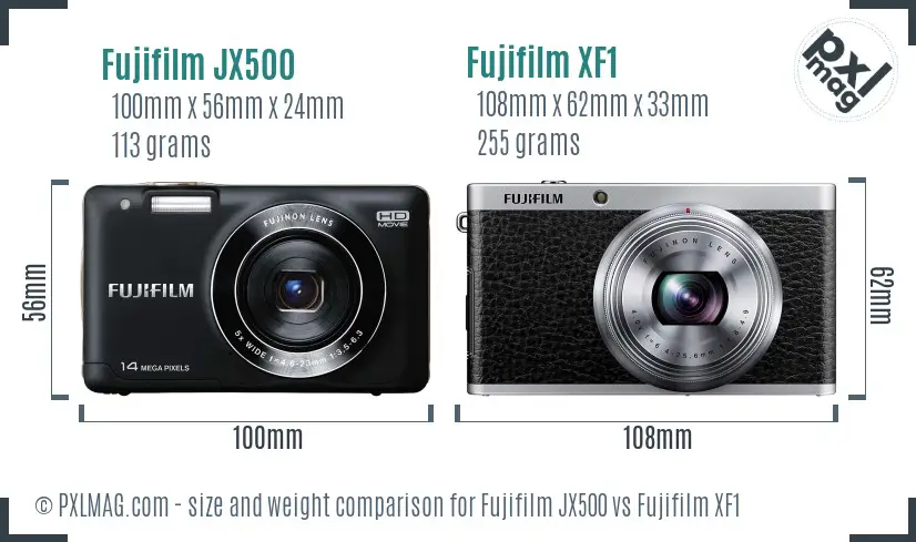 Fujifilm JX500 vs Fujifilm XF1 size comparison