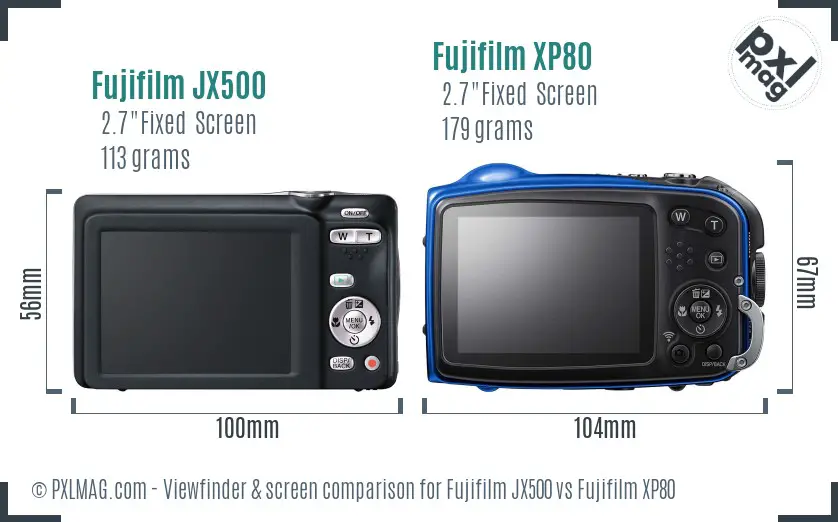 Fujifilm JX500 vs Fujifilm XP80 Screen and Viewfinder comparison