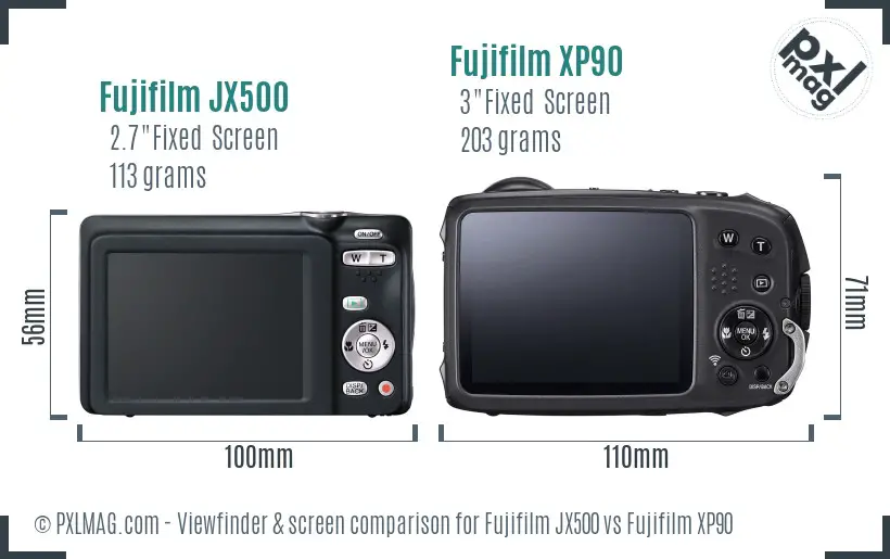 Fujifilm JX500 vs Fujifilm XP90 Screen and Viewfinder comparison