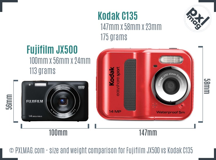 Fujifilm JX500 vs Kodak C135 size comparison Fujifilm JX500 vs Kodak C135 size comparison