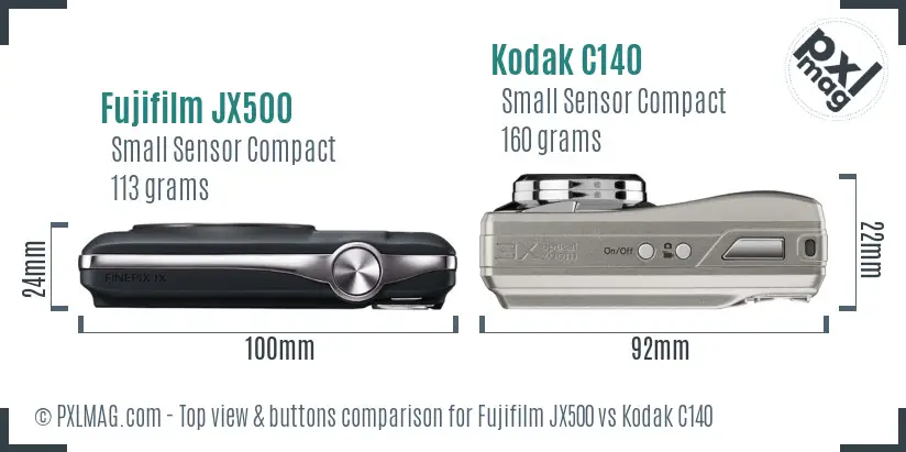 Fujifilm JX500 vs Kodak C140 top view buttons comparison Fujifilm JX500 vs Kodak C140 top view buttons comparison