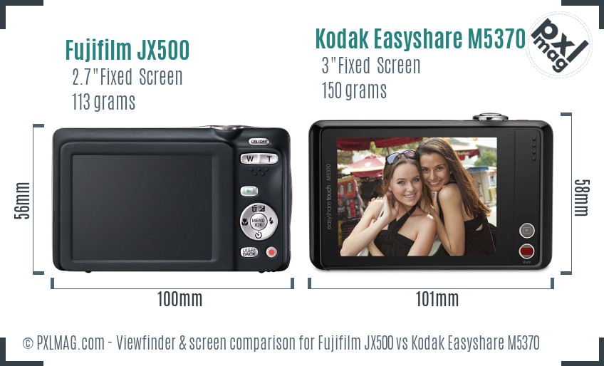 Fujifilm JX500 vs Kodak Easyshare M5370 Screen and Viewfinder comparison