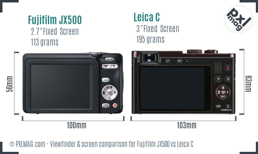 Fujifilm JX500 vs Leica C Screen and Viewfinder comparison