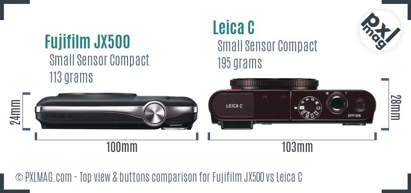 Fujifilm JX500 vs Leica C top view buttons comparison