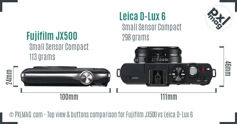 Fujifilm JX500 vs Leica D-Lux 6 top view buttons comparison