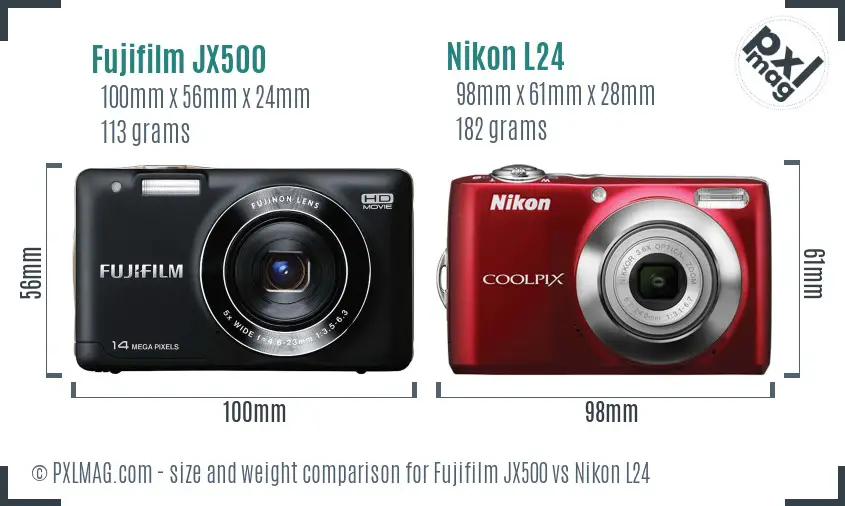 Fujifilm JX500 vs Nikon L24 size comparison Fujifilm JX500 vs Nikon L24 size comparison