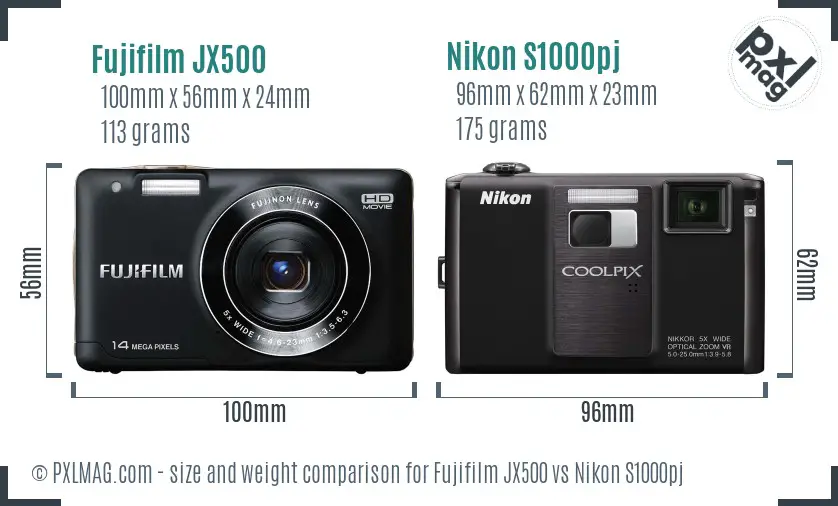 Fujifilm JX500 vs Nikon S1000pj size comparison