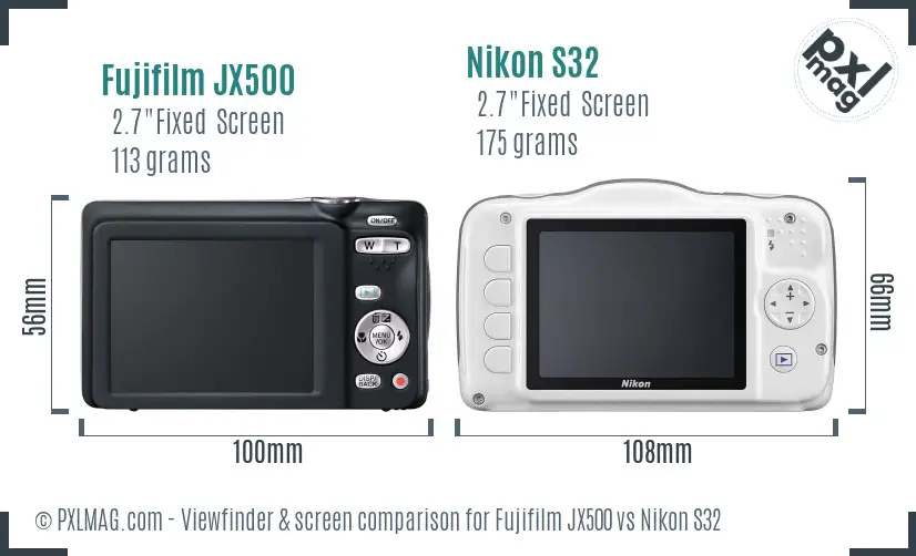 Fujifilm JX500 vs Nikon S32 Screen and Viewfinder comparison Fujifilm JX500 vs Nikon S32 Screen and Viewfinder comparison