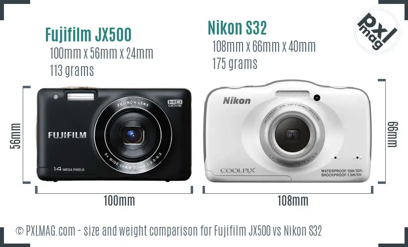 Fujifilm JX500 vs Nikon S32 size comparison Fujifilm JX500 vs Nikon S32 size comparison