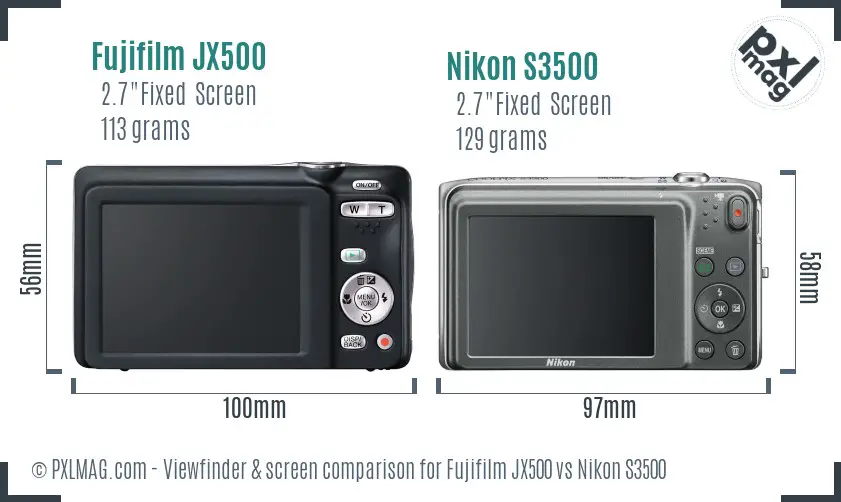 Fujifilm JX500 vs Nikon S3500 Screen and Viewfinder comparison