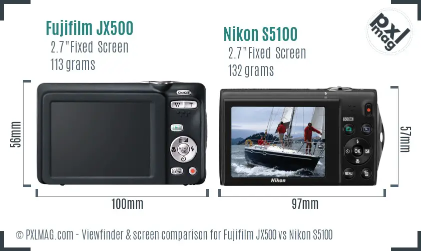 Fujifilm JX500 vs Nikon S5100 Screen and Viewfinder comparison Fujifilm JX500 vs Nikon S5100 Screen and Viewfinder comparison
