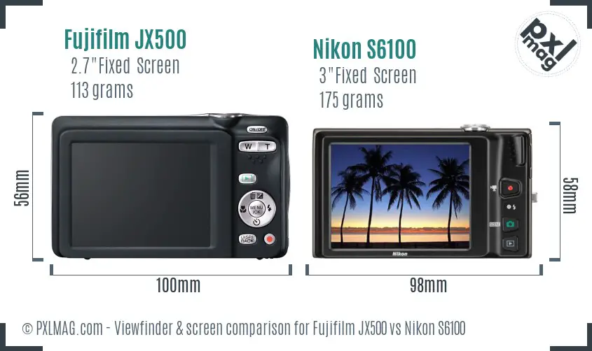 Fujifilm JX500 vs Nikon S6100 Screen and Viewfinder comparison