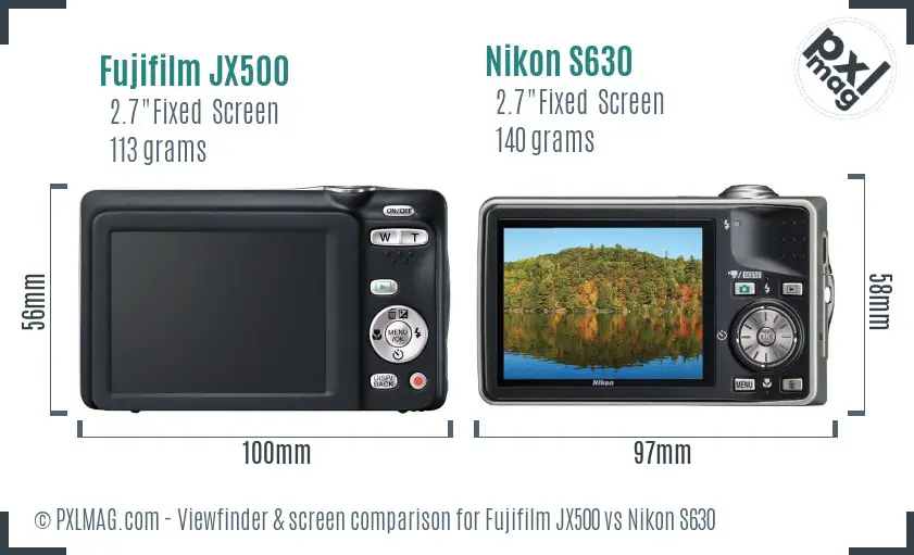 Fujifilm JX500 vs Nikon S630 Screen and Viewfinder comparison
