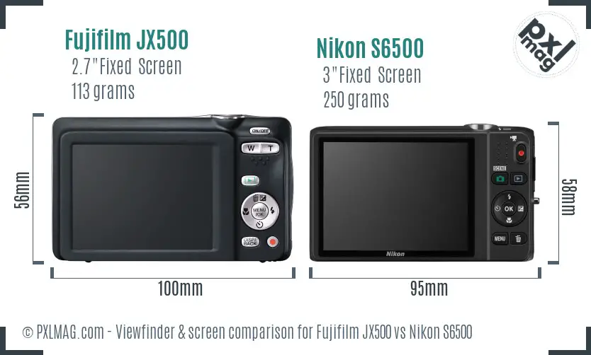 Fujifilm JX500 vs Nikon S6500 Screen and Viewfinder comparison
