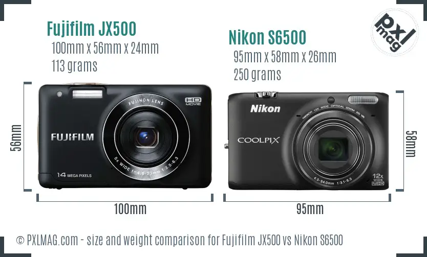 Fujifilm JX500 vs Nikon S6500 size comparison