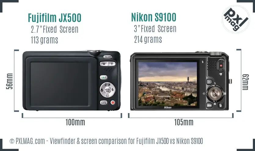 Fujifilm JX500 vs Nikon S9100 Screen and Viewfinder comparison Fujifilm JX500 vs Nikon S9100 Screen and Viewfinder comparison