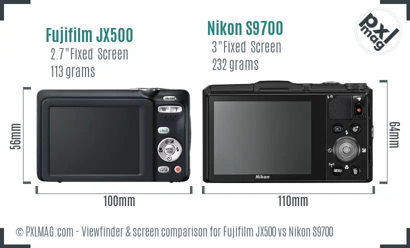 Fujifilm JX500 vs Nikon S9700 Screen and Viewfinder comparison Fujifilm JX500 vs Nikon S9700 Screen and Viewfinder comparison