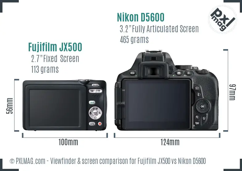 Fujifilm JX500 vs Nikon D5600 Screen and Viewfinder comparison