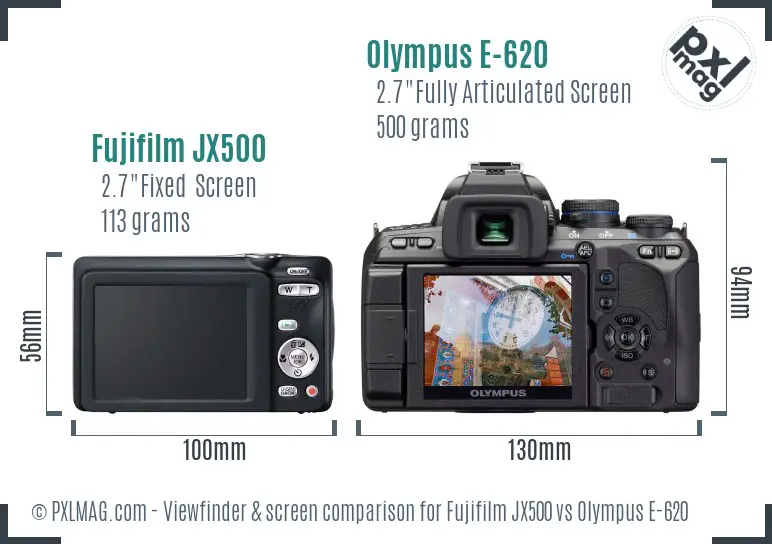 Fujifilm JX500 vs Olympus E-620 Screen and Viewfinder comparison