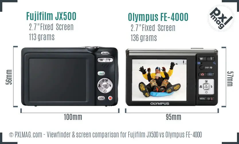 Fujifilm JX500 vs Olympus FE-4000 Screen and Viewfinder comparison