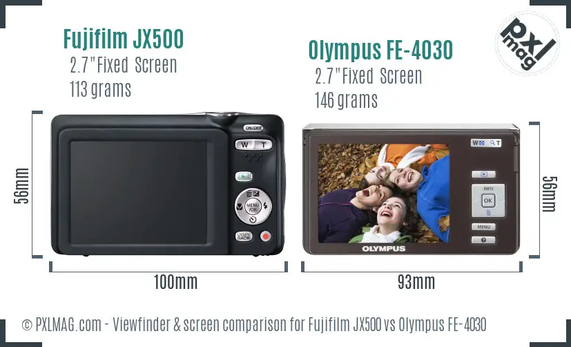 Fujifilm JX500 vs Olympus FE-4030 Screen and Viewfinder comparison