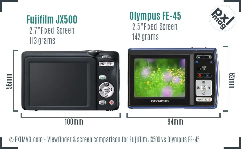 Fujifilm JX500 vs Olympus FE-45 Screen and Viewfinder comparison