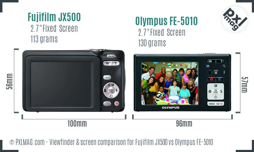 Fujifilm JX500 vs Olympus FE-5010 Screen and Viewfinder comparison