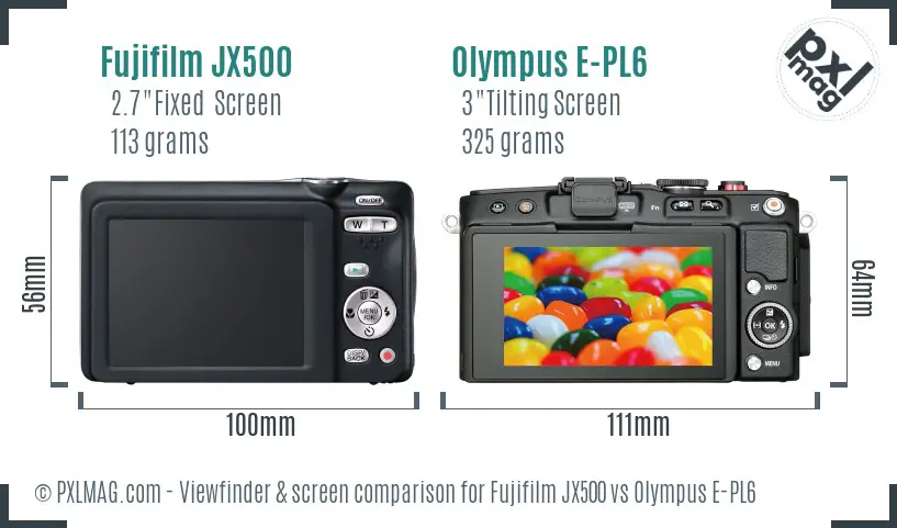 Fujifilm JX500 vs Olympus E-PL6 Screen and Viewfinder comparison