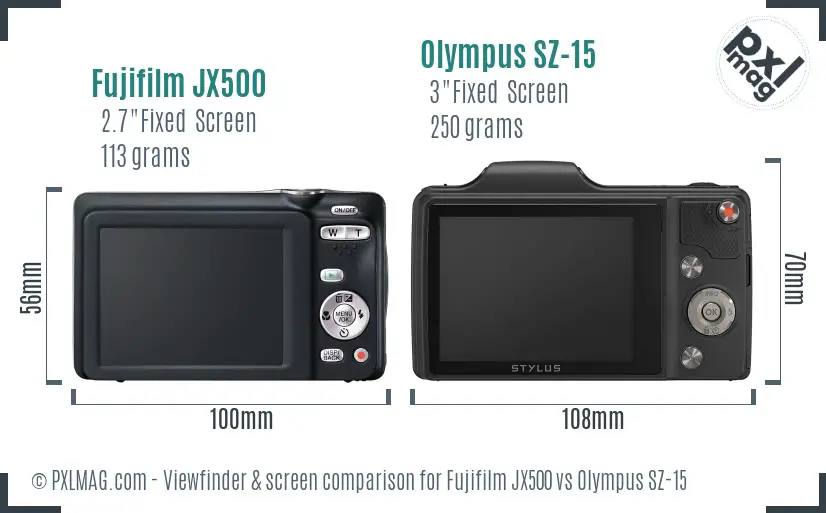 Fujifilm JX500 vs Olympus SZ-15 Screen and Viewfinder comparison Fujifilm JX500 vs Olympus SZ-15 Screen and Viewfinder comparison