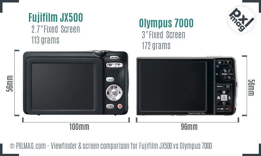 Fujifilm JX500 vs Olympus 7000 Screen and Viewfinder comparison