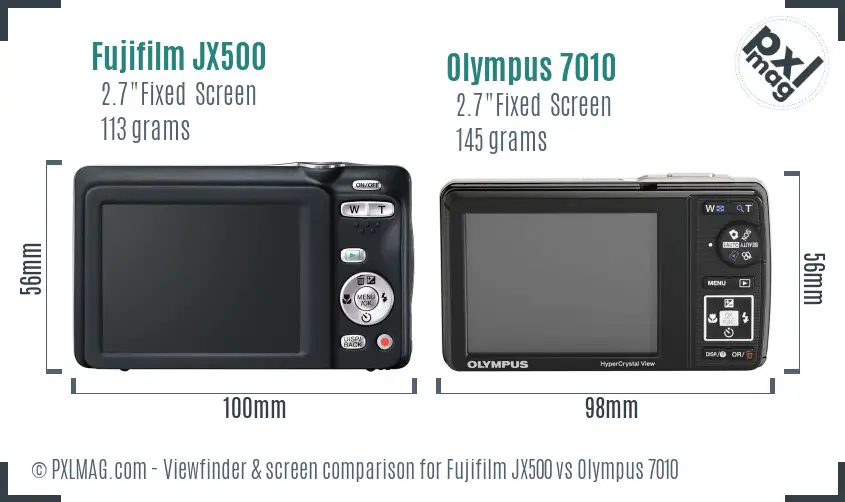 Fujifilm JX500 vs Olympus 7010 Screen and Viewfinder comparison