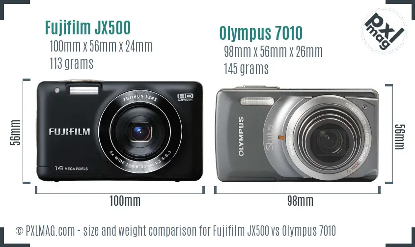 Fujifilm JX500 vs Olympus 7010 size comparison