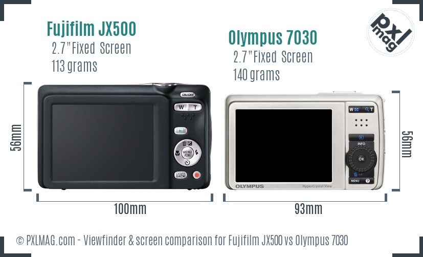 Fujifilm JX500 vs Olympus 7030 Screen and Viewfinder comparison