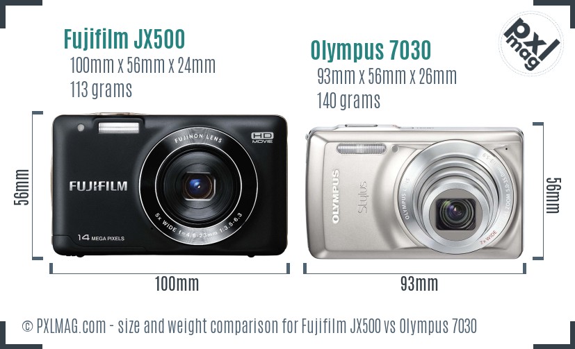 Fujifilm JX500 vs Olympus 7030 size comparison